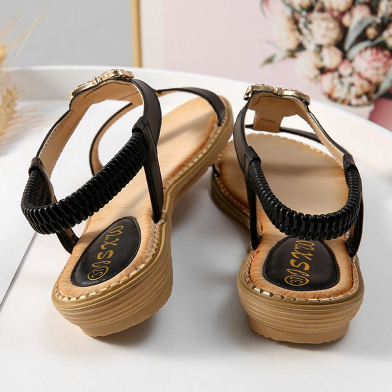 Γυναικεία Στρας Bowknot Elastic Band Slip On Flat Sandals