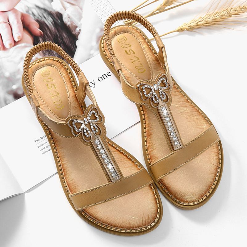 Γυναικεία Στρας Bowknot Elastic Band Slip On Flat Sandals