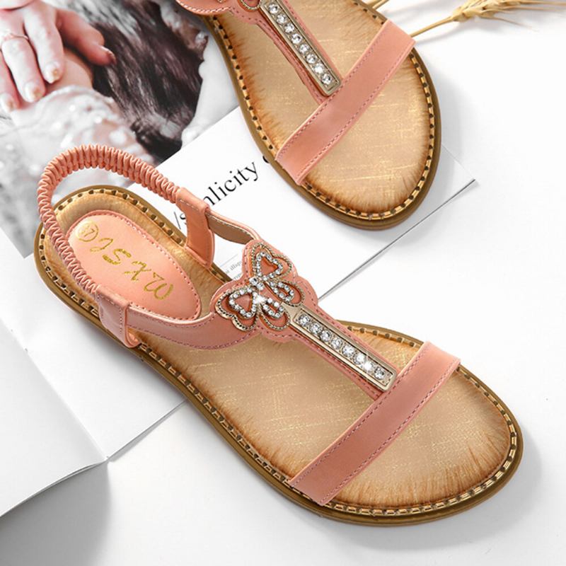 Γυναικεία Στρας Bowknot Elastic Band Slip On Flat Sandals