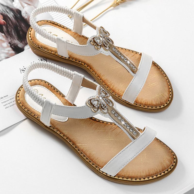 Γυναικεία Στρας Bowknot Elastic Band Slip On Flat Sandals