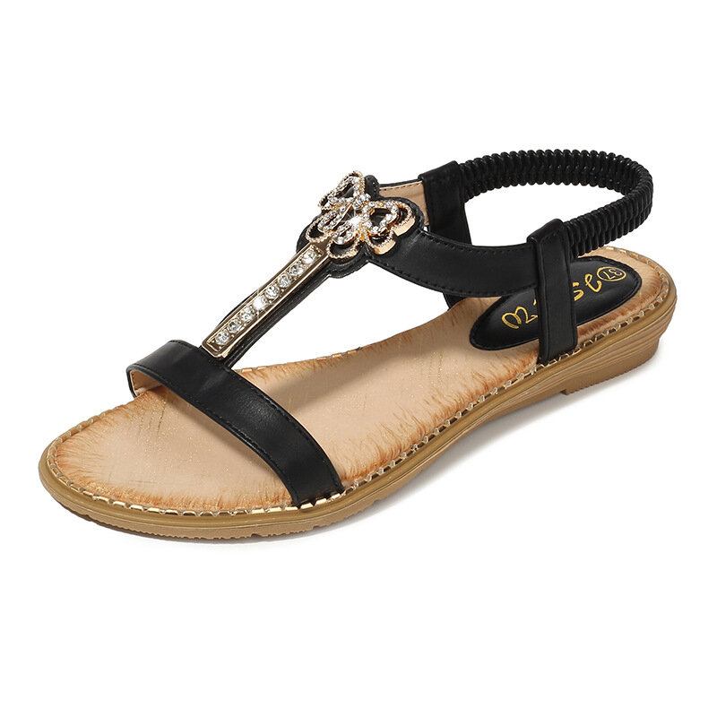 Γυναικεία Στρας Bowknot Elastic Band Slip On Flat Sandals