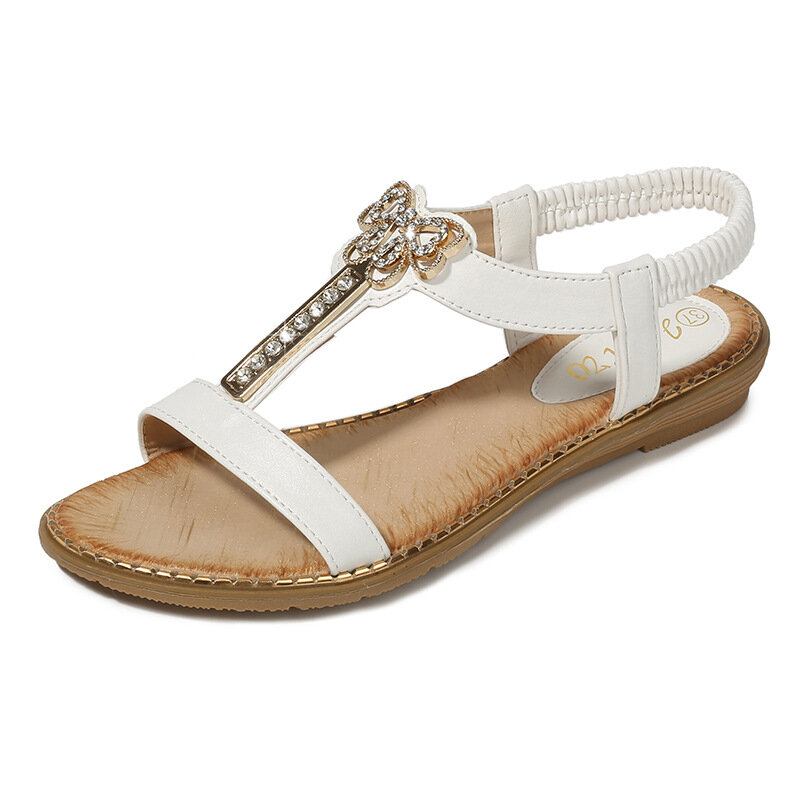 Γυναικεία Στρας Bowknot Elastic Band Slip On Flat Sandals