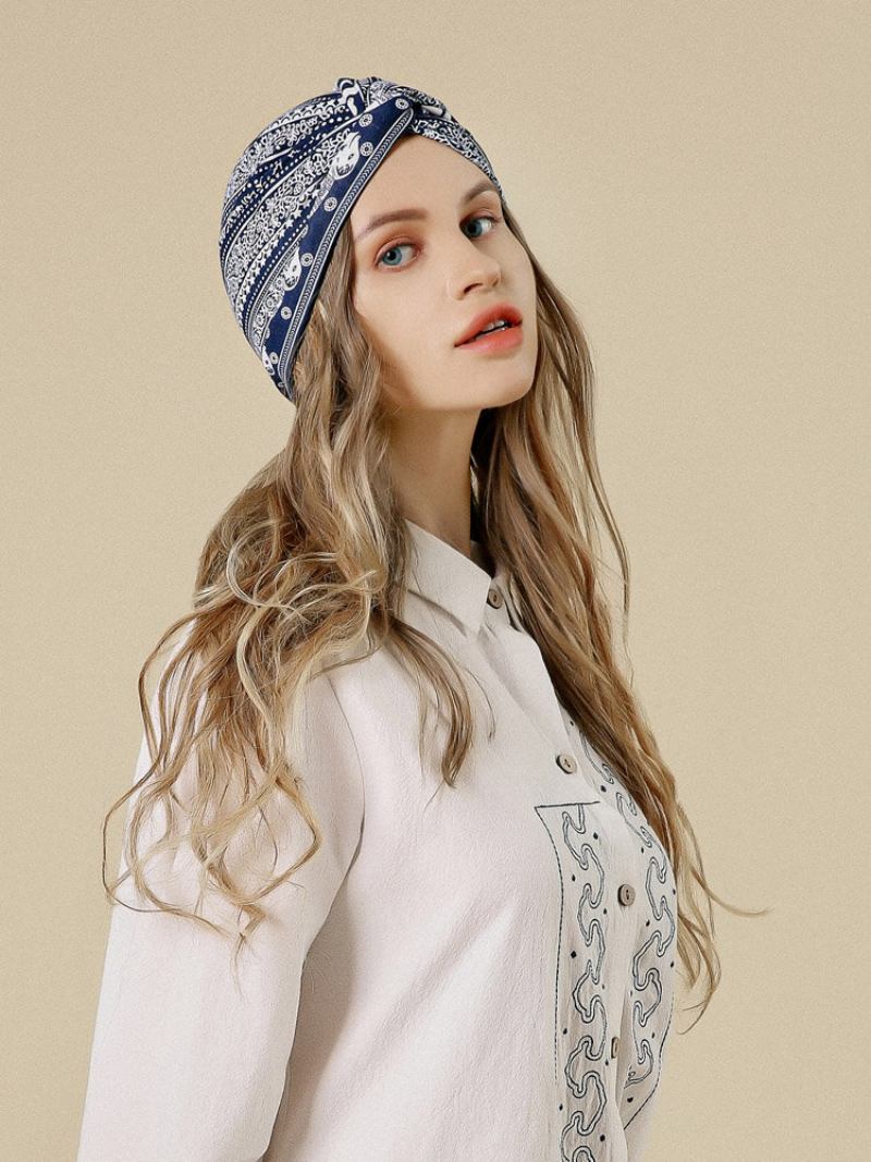 Γυναικείο Βαμβακερό Εξοχή Floral Twist Beanie Cap Turban Καπάκι Χημειοθεραπείας