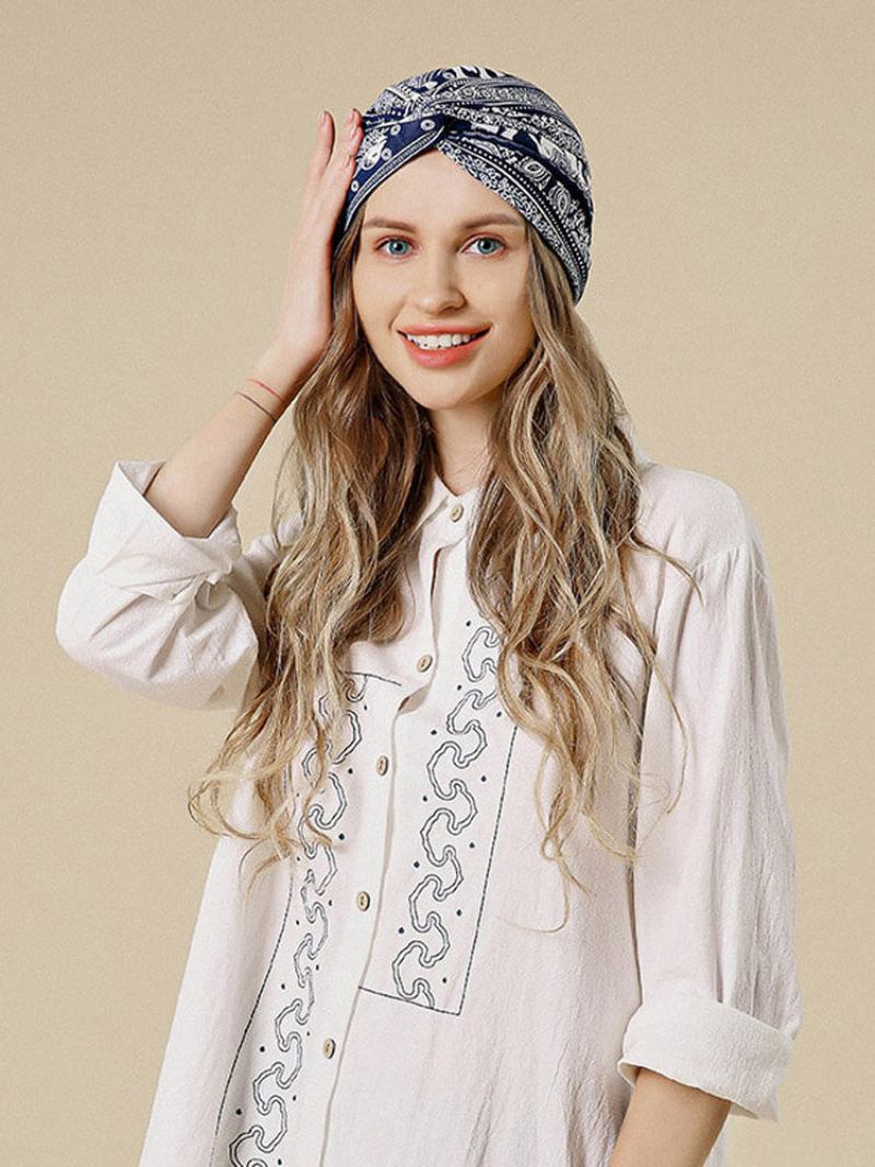 Γυναικείο Βαμβακερό Εξοχή Floral Twist Beanie Cap Turban Καπάκι Χημειοθεραπείας