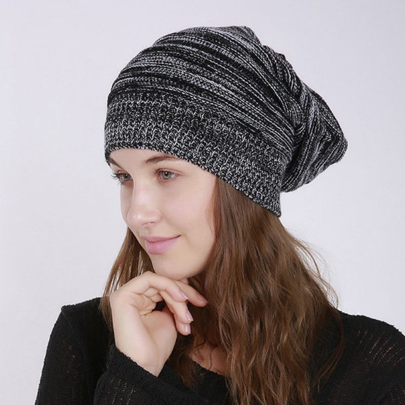 Γυναικείο Καπέλο Με Μασίφ Ριγέ Πλεκτό Skullies Beanie Casual Προστασία Αυτιών Αντιανεμικό Ζεστό Εξωτερικού Χώρου