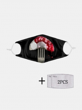 Halloween 2pcs Pm2.5 Filter Dustproof Mask With Breathing Valve Food Pattern