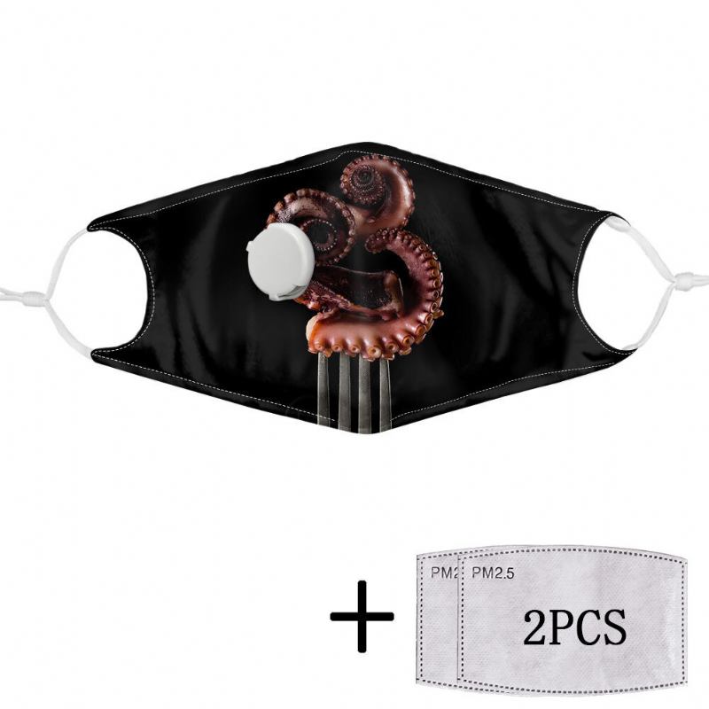 Halloween 2pcs Pm2.5 Filter Dustproof Mask With Breathing Valve Food Pattern