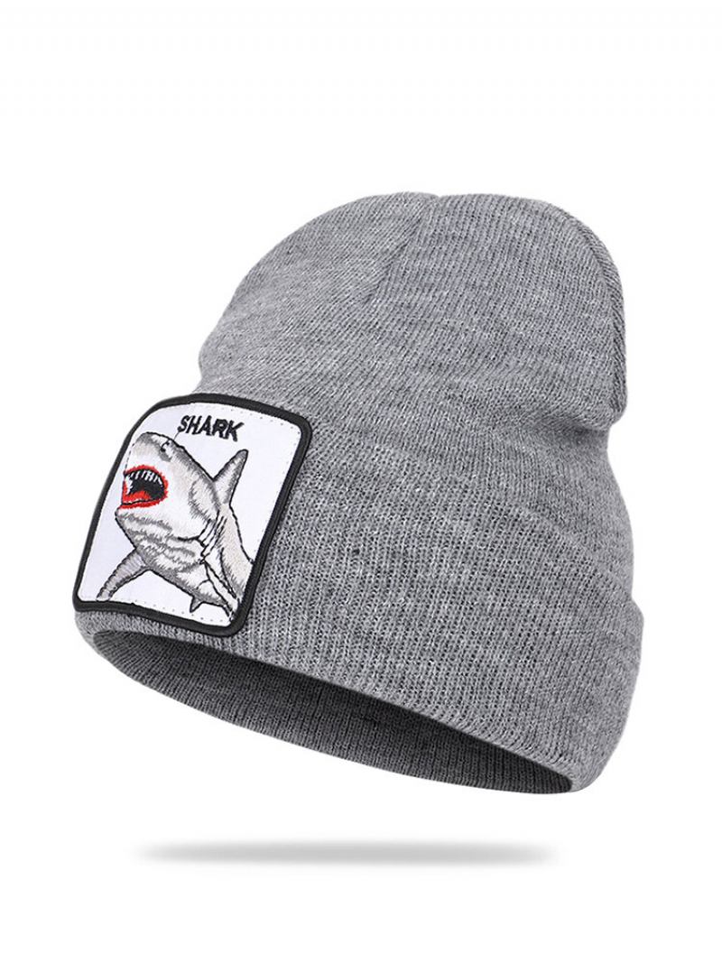 Μάλλινο Καπέλο Με Μοτίβο Ζώων Πλεκτό Skull Cap Beanie