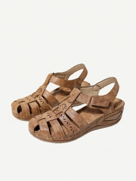 Σανδάλια Lostisy Women Hollow Wearable Hook Loop Wedges