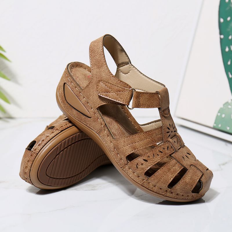 Σανδάλια Lostisy Women Hollow Wearable Hook Loop Wedges