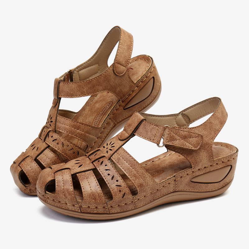 Σανδάλια Lostisy Women Hollow Wearable Hook Loop Wedges