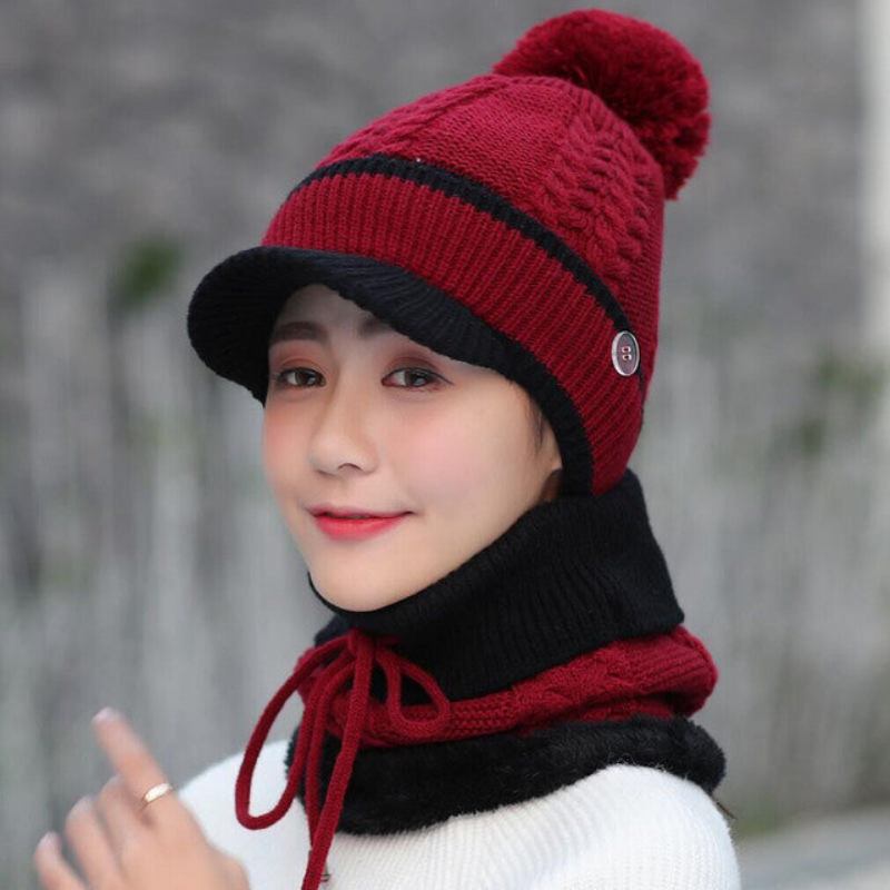 Σετ Μάλλινο Καπάκι Και Κασκόλ Beanie Warm Winter Pom Wooly Cap