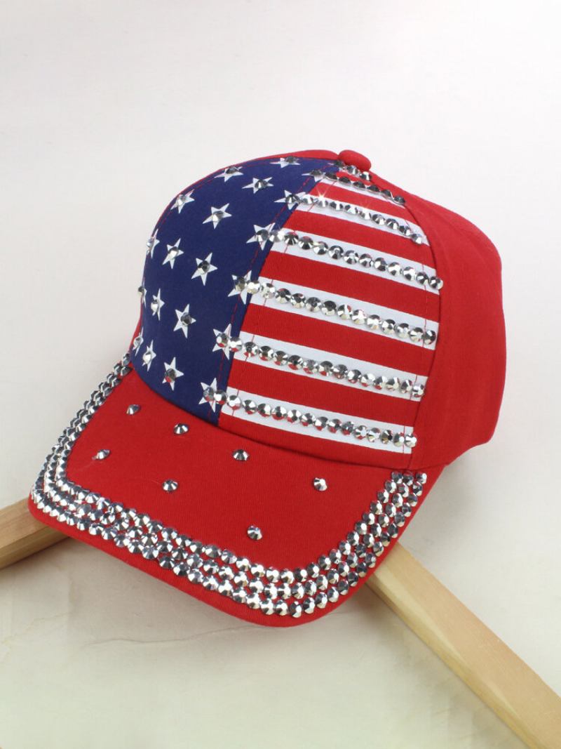 Unisex American Flag Diamond Denim Cap Baseball Washed Outdoor Sun Hat