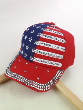 Unisex American Flag Diamond Denim Cap Baseball Washed Outdoor Sun Hat