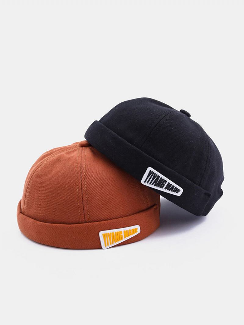 Unisex Βαμβακερά Γράμματα Μοτίβο Patch Label All-match Brimless Beanie Landlord Cap Skull Cap