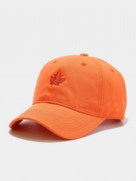 Unisex Βαμβακερό Κέντημα Maple Leaf Casual Outdoor Sunshade Hunting Blazing Orange Safety Πορτοκαλί Καπέλο Μπέιζμπολ