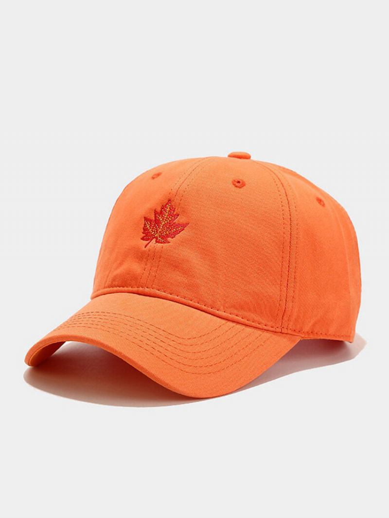 Unisex Βαμβακερό Κέντημα Maple Leaf Casual Outdoor Sunshade Hunting Blazing Orange Safety Πορτοκαλί Καπέλο Μπέιζμπολ