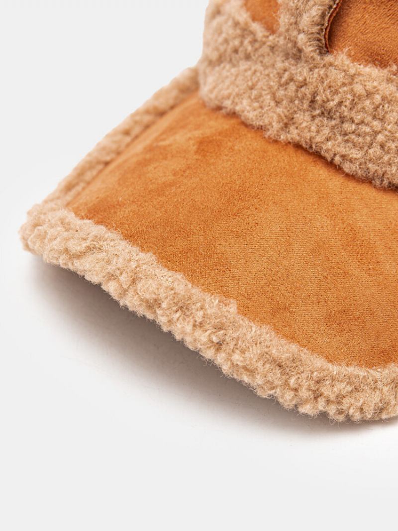 Unisex Color-match Wool Suede Patchwork Thickened Warmth Αντιανεμικό Καπέλο Μπέιζμπολ Παντός Αγώνα