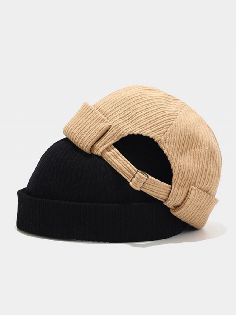 Unisex Corduroy Solid Ριγέ Ρυθμιζόμενο Κάλυμμα Κρανίου Beanie Landlord Cap