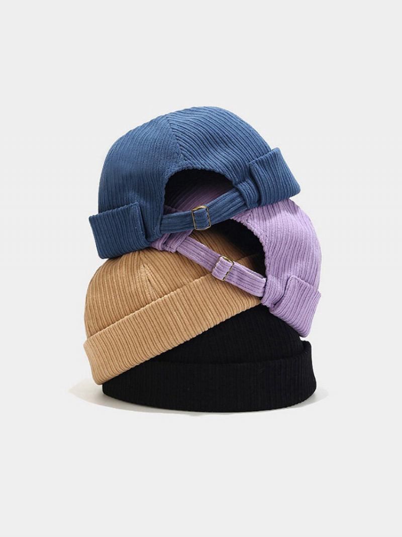 Unisex Corduroy Solid Ριγέ Ρυθμιζόμενο Κάλυμμα Κρανίου Beanie Landlord Cap