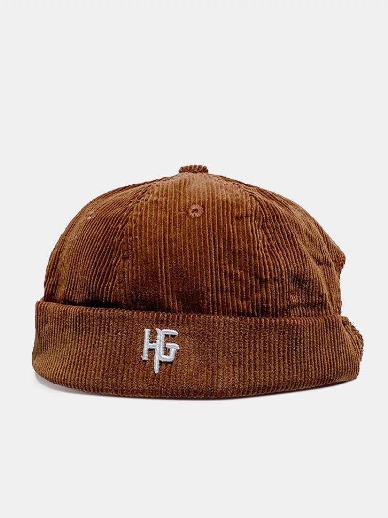 Unisex Κοτλέ Κεντημένο H G Patten Casual Χωρίς Γείσο Beanie Landlord Καπέλο Κρανίο