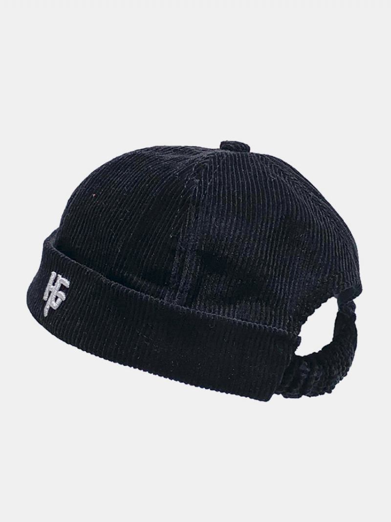 Unisex Κοτλέ Κεντημένο H G Patten Casual Χωρίς Γείσο Beanie Landlord Καπέλο Κρανίο