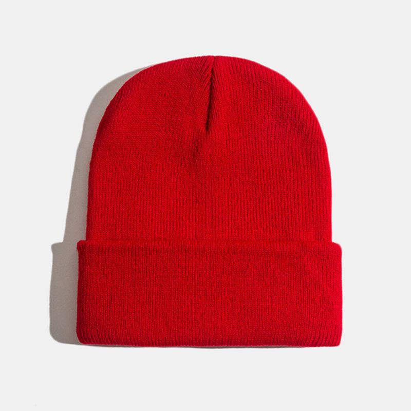 Unisex Μονόχρωμο Πλεκτό Μάλλινο Καπέλο Skull Cap Beanie Caps