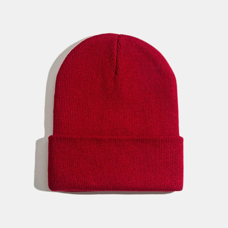 Unisex Μονόχρωμο Πλεκτό Μάλλινο Καπέλο Skull Cap Beanie Caps