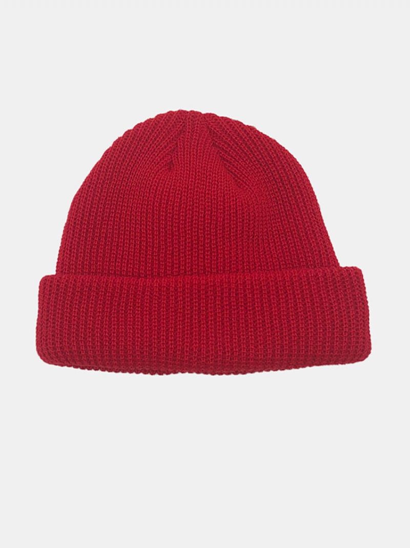 Unisex Μονόχρωμο Πλεκτό Μάλλινο Καπέλο Skull Cap Beanie