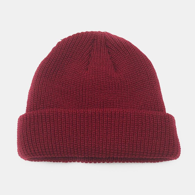 Unisex Μονόχρωμο Πλεκτό Μάλλινο Καπέλο Skull Cap Beanie