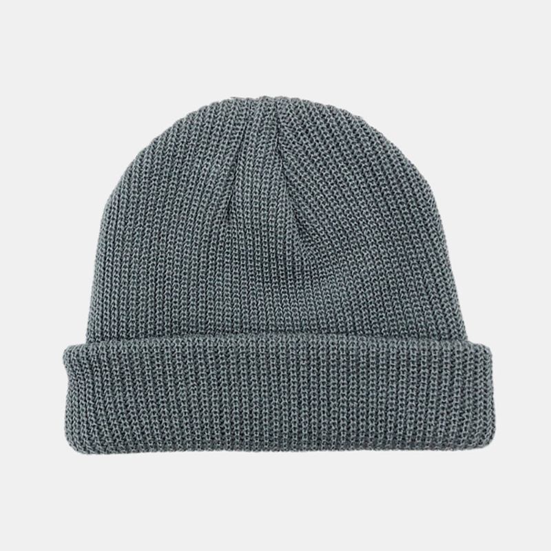 Unisex Μονόχρωμο Πλεκτό Μάλλινο Καπέλο Skull Cap Beanie