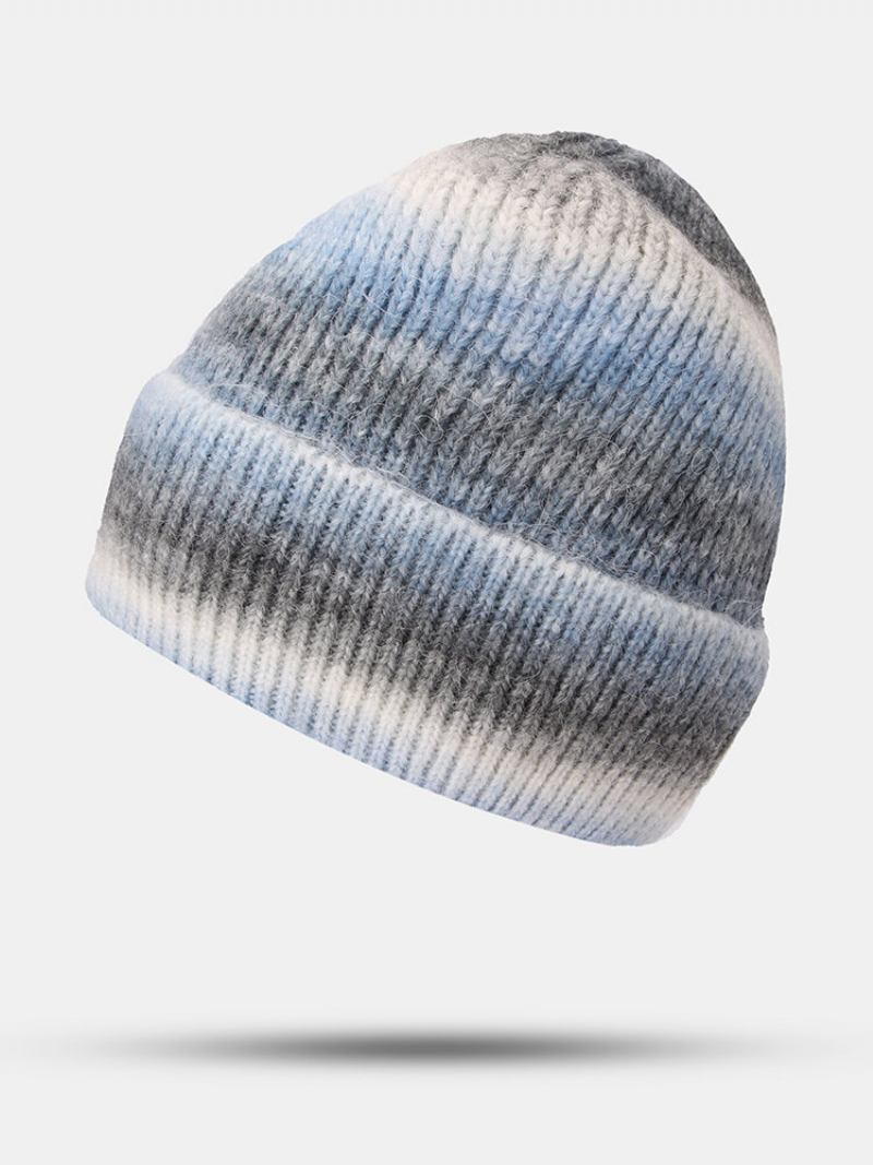 Unisex Μοχέρ Πλεκτό Ombre Flanging Fashion Καπέλο Beanie Με Κρύο Προστασία