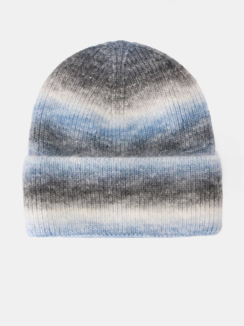 Unisex Μοχέρ Πλεκτό Ombre Flanging Fashion Καπέλο Beanie Με Κρύο Προστασία