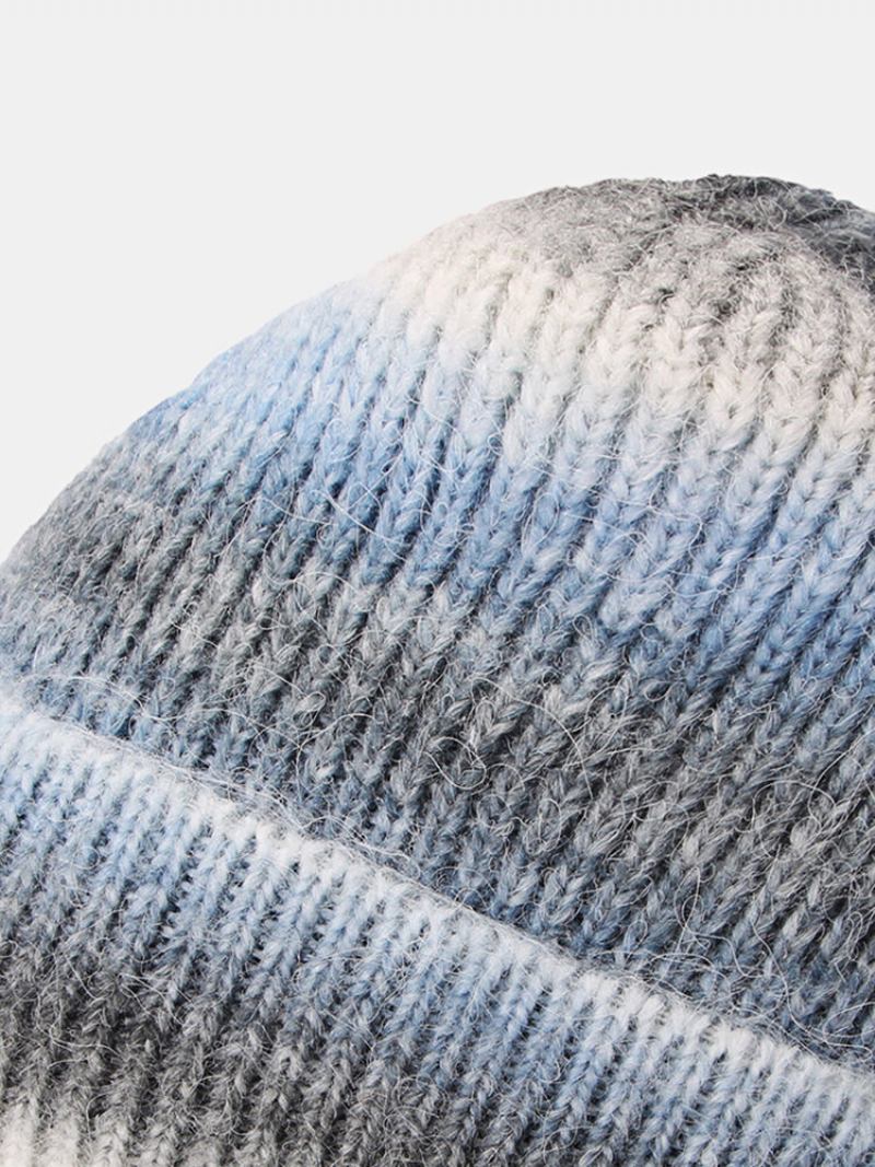 Unisex Μοχέρ Πλεκτό Ombre Flanging Fashion Καπέλο Beanie Με Κρύο Προστασία