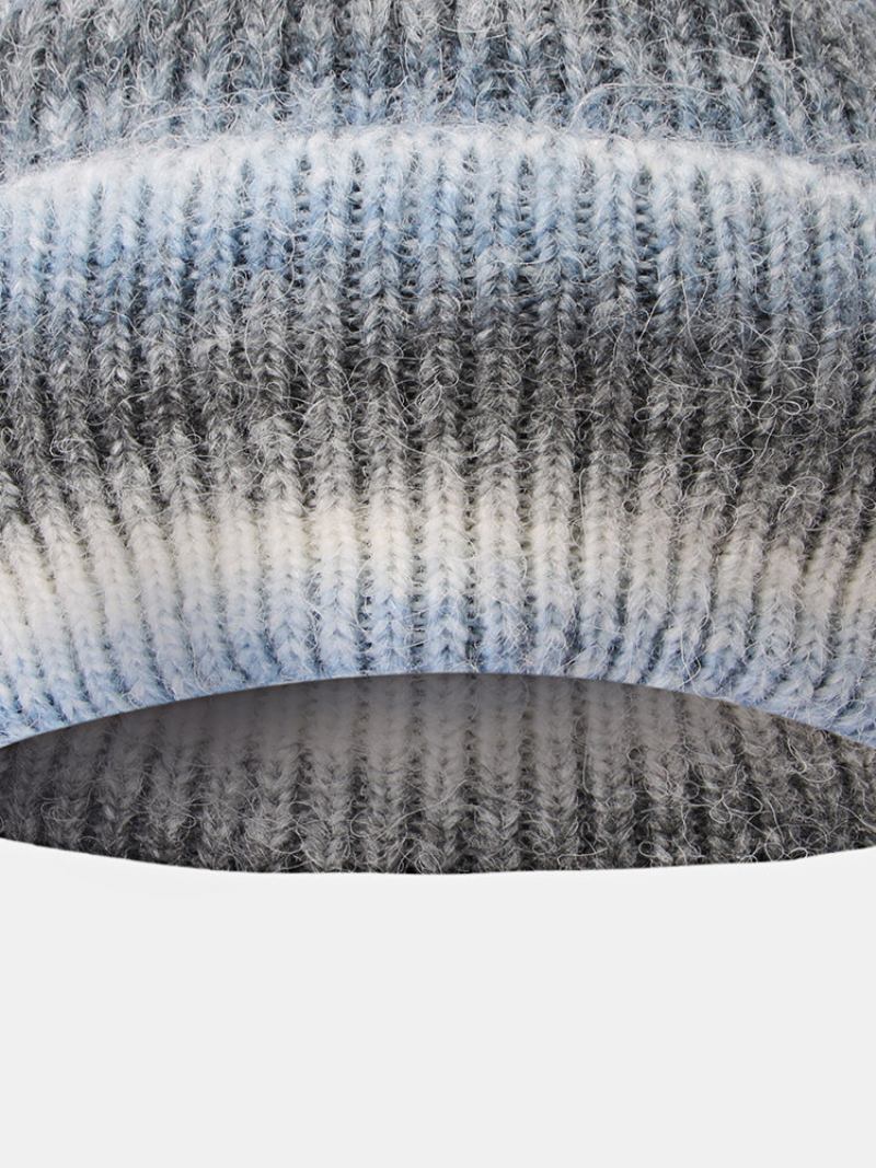 Unisex Μοχέρ Πλεκτό Ombre Flanging Fashion Καπέλο Beanie Με Κρύο Προστασία