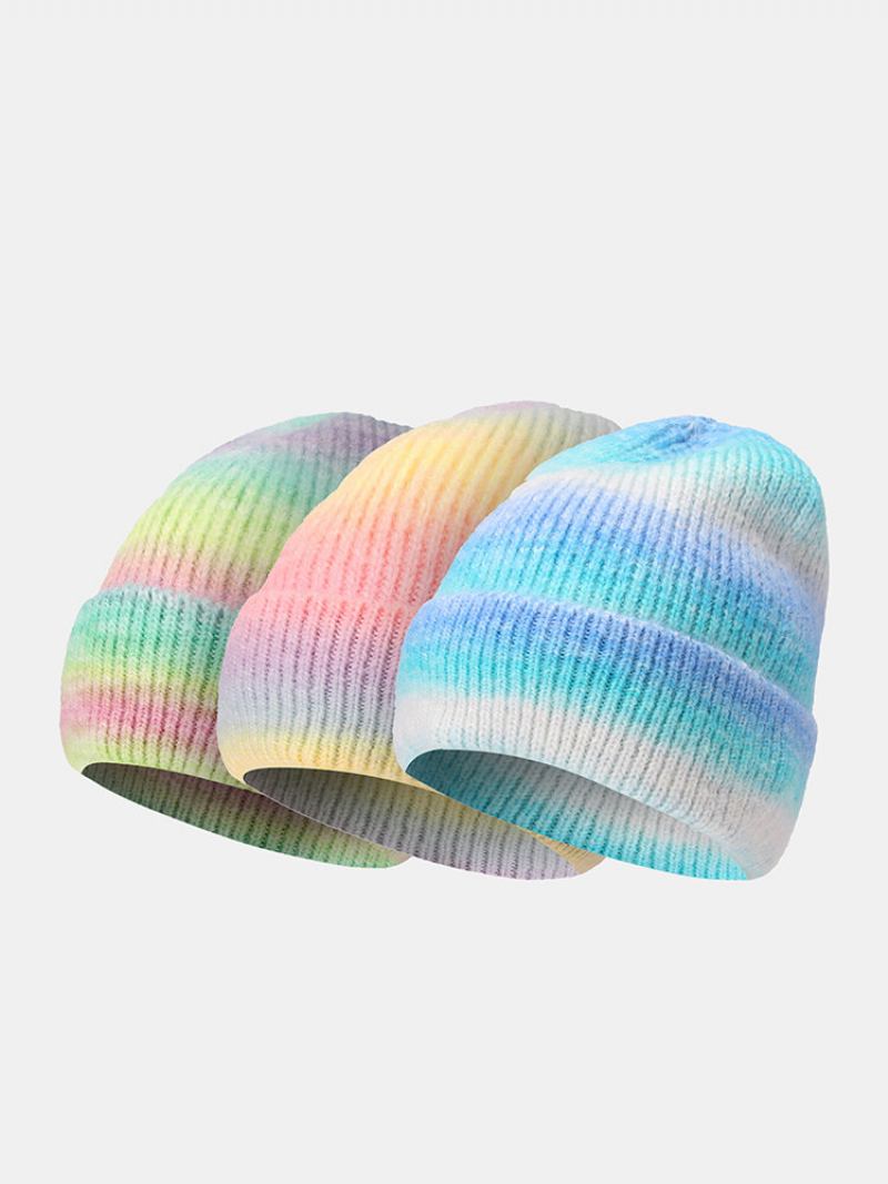 Unisex Μοχέρ Πλεκτό Ombre Flanging Fashion Καπέλο Beanie Με Κρύο Προστασία