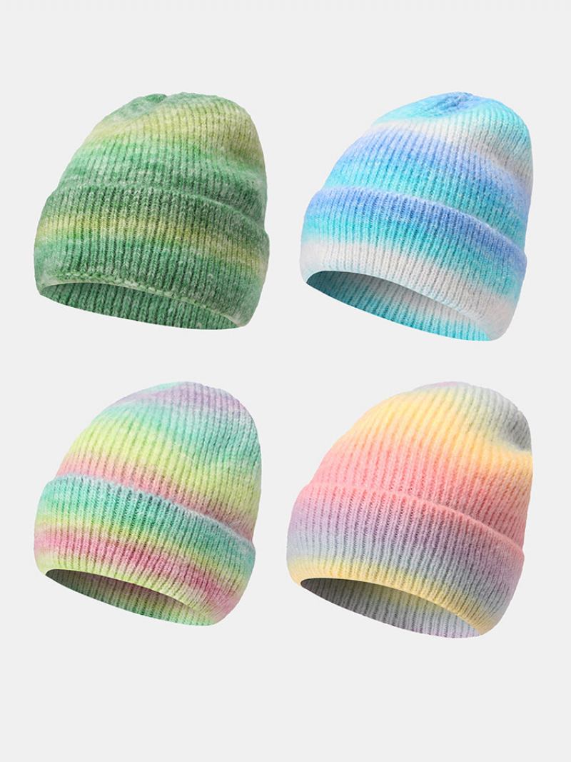 Unisex Μοχέρ Πλεκτό Ombre Flanging Fashion Καπέλο Beanie Με Κρύο Προστασία