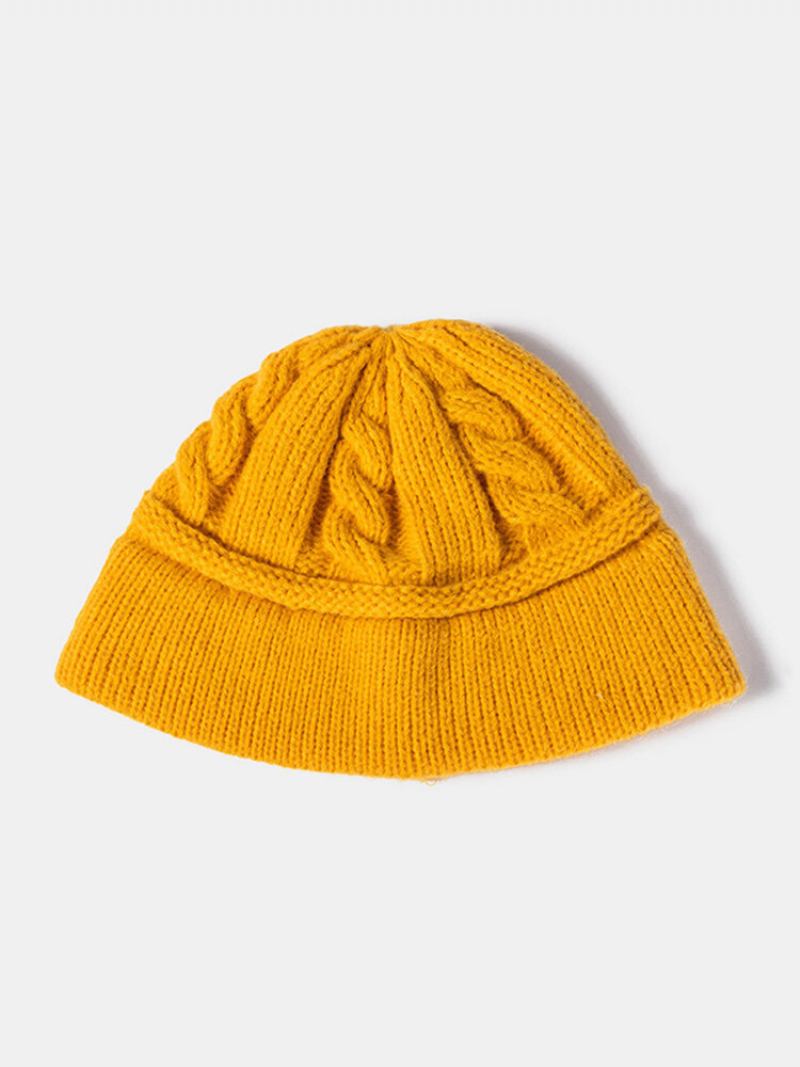 Unisex Πλεκτό Μονόχρωμο Twist Jacquard Brimless Outdoor Warmth Καπέλο Beanie