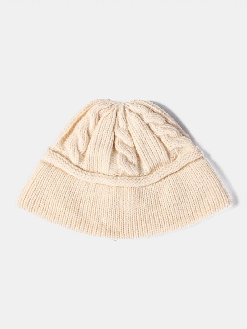 Unisex Πλεκτό Μονόχρωμο Twist Jacquard Brimless Outdoor Warmth Καπέλο Beanie