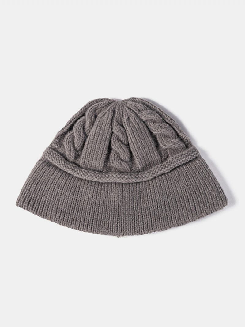 Unisex Πλεκτό Μονόχρωμο Twist Jacquard Brimless Outdoor Warmth Καπέλο Beanie