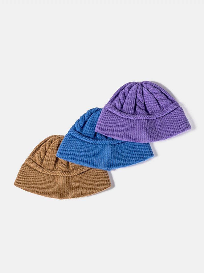 Unisex Πλεκτό Μονόχρωμο Twist Jacquard Brimless Outdoor Warmth Καπέλο Beanie