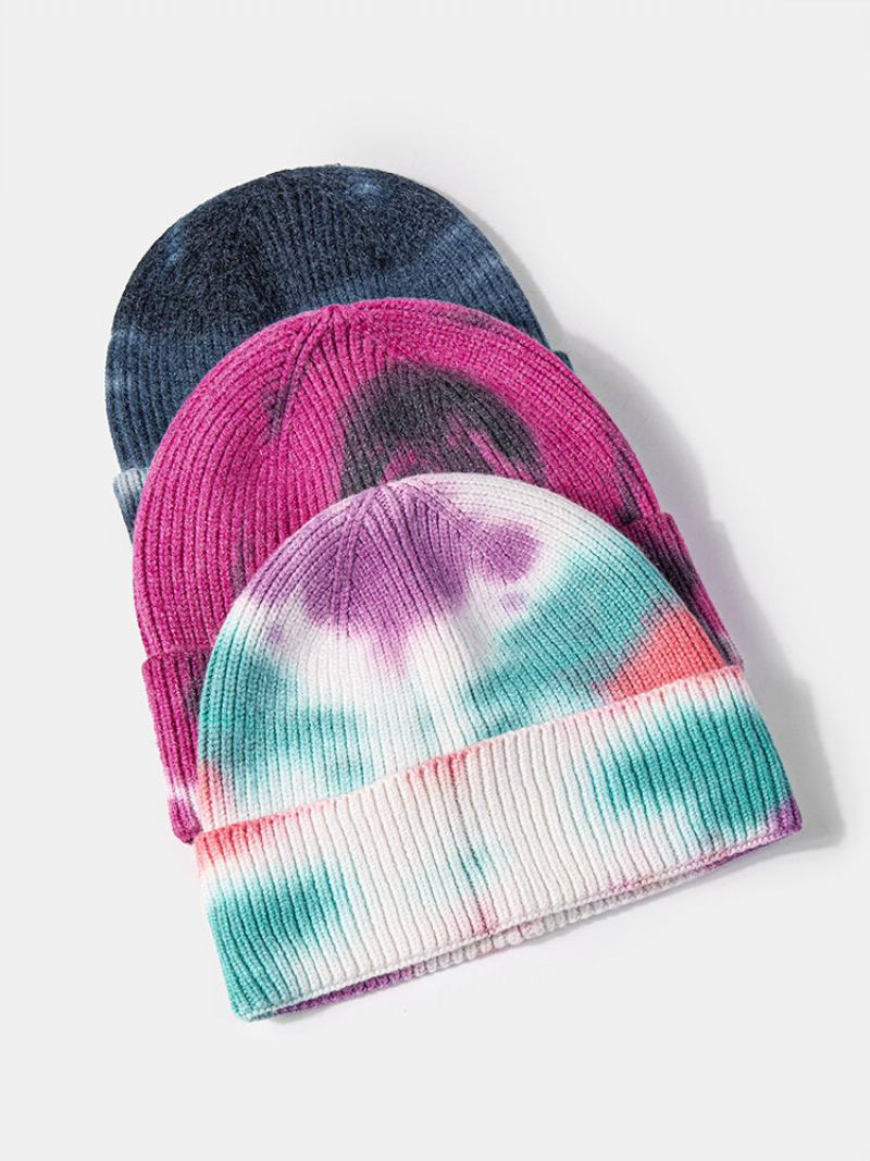 Unisex Πλεκτό Tie-dye Μικτό Χρώμα Ζακάρ Υπαίθρια Ζεστασιά Brimless Beanie Landlord Cap Skull Cap