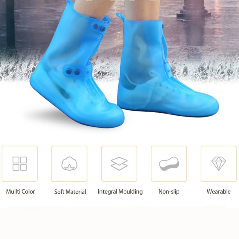 Unisex Thicken Waterproof Slip Resistant Clear Rain Shoes Poot Cover Protective