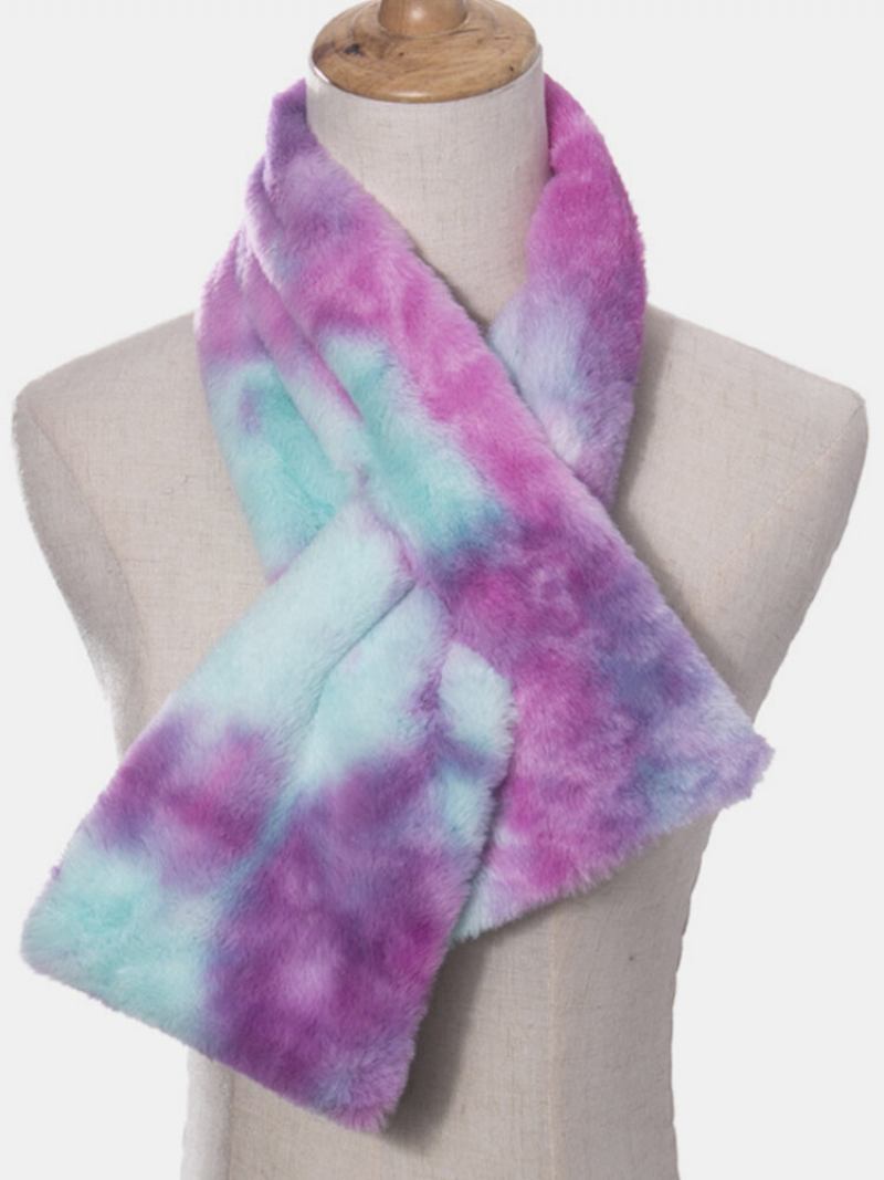 Γυναικεία Βελούδινα Plus Thicken Tie-dye Ζεστό Περιστασιακό Κασκόλ Προστασίας Λαιμού Με Όλα Τα Ματς