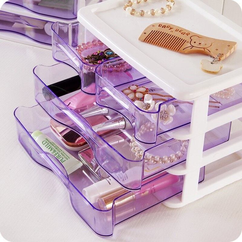 2-4 Στρώσεις Cosmetics Desktop Storage Συρτάρι Κουτιού Γραφείου Πλαστικό Διαφανές Ράφι