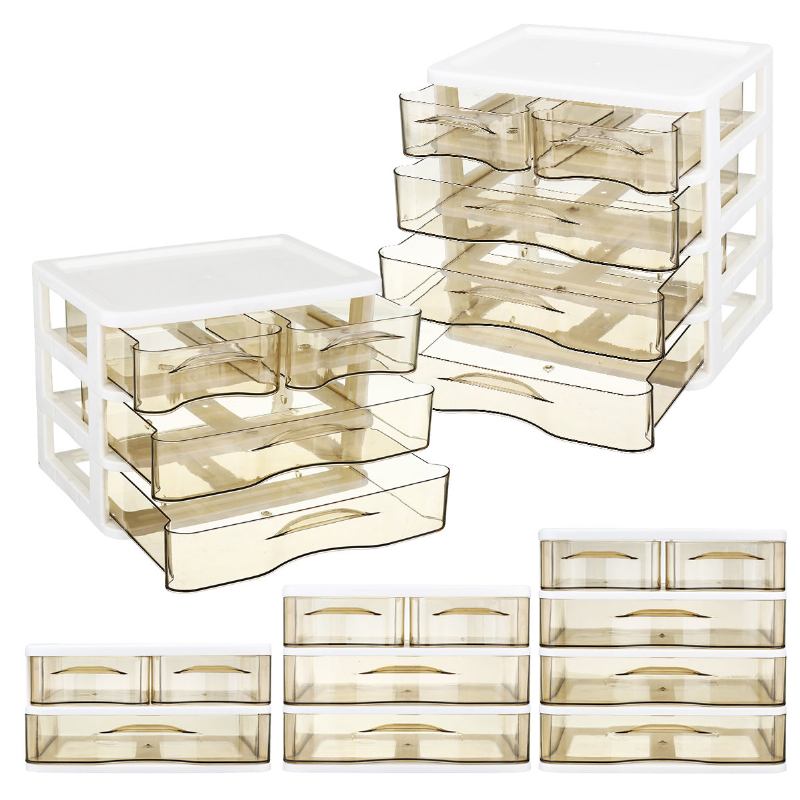 2-4 Στρώσεις Cosmetics Desktop Storage Συρτάρι Κουτιού Γραφείου Πλαστικό Διαφανές Ράφι