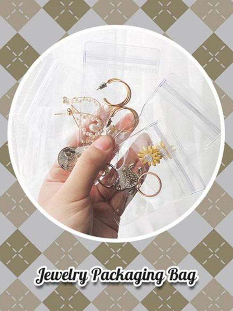 30/50/100 Pcs High Clear Small Plastic Gifts Κοσμήματα Τσάντα Με Φερμουάρ Επανακλειόμενη Διαφανής Με Βιβλίο Αποθήκευσης Κοσμημάτων