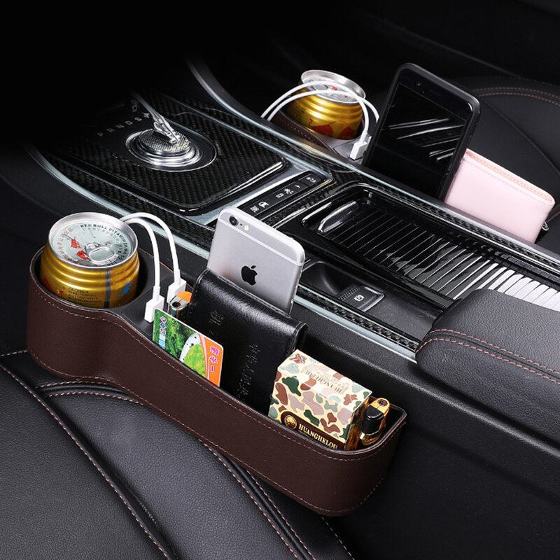 Car Seat Gap Storage Box Usb Κουτί Αποθήκευσης Φόρτισης Δερμάτινο Ποτηροθήκη Νερού Αυτοκινήτου Πολλαπλών Λειτουργιών