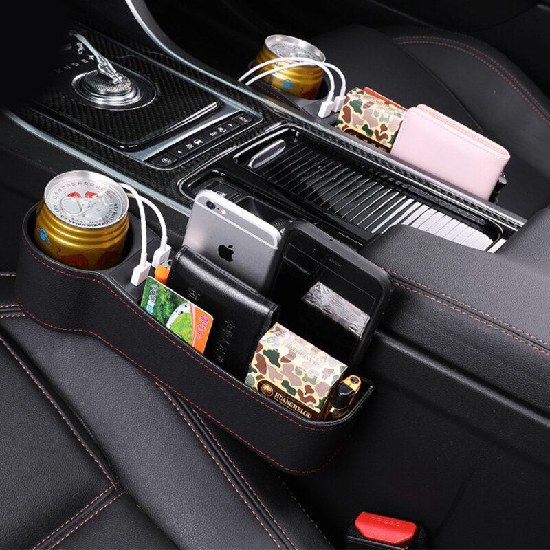 Car Seat Gap Storage Box Usb Κουτί Αποθήκευσης Φόρτισης Δερμάτινο Ποτηροθήκη Νερού Αυτοκινήτου Πολλαπλών Λειτουργιών