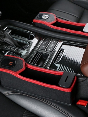 Car Seat Gap Storage Box Ζώνη Φόρτισης Usb Ψηφιακή Οθόνη Κουτί Αποθήκευσης Πολλαπλών Λειτουργιών Δερμάτινο Ποτηροθήκη Νερού Αυτοκινήτου